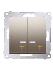 Двойной перекрестный выключатель Kontakt Simon Simon 54 Premium DW7/2L.01/44 с подсветкой (золото)