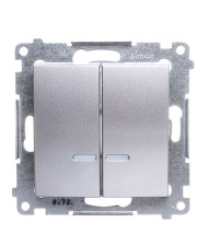 Подвійний вимикач Kontakt Simon Simon 54 Premium DW5BL.01/43 з підсвічуванням (срібло)