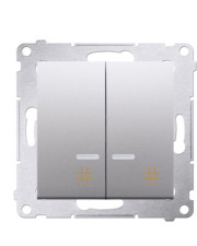 Двойной перекрестный выключатель Kontakt Simon Simon 54 Premium DW7/2L.01/43 с подсветкой (серебро)