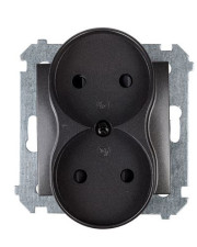 Двухпостовая электрическая розетка Kontakt Simon Simon 54 Premium DG2MZ.01/48 со шторками (антрацит)