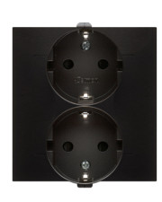 Подвійна електрична розетка Kontakt Simon Simon 54 Premium DGSZ2Z/48 із заземленням зі шторками (антрацит)
