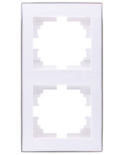 Подвійна вертикальна рамка Lezard Rain (703-0225-152) з бічною вставкою хром (біла)