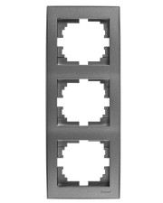 Тройная вертикальная рамка Lezard Rain (703-4242-153) с боковой вставкой (антрацит)