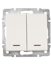 Подвійний вимикач Lezard Rain (703-0388-112) з підсвічуванням (кремовий)