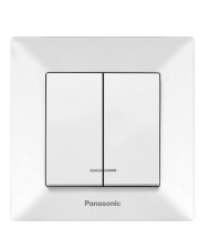 Двухклавишный выключатель Panasonic Arkedia Slim (0010-2WH) с подсветкой (белый)