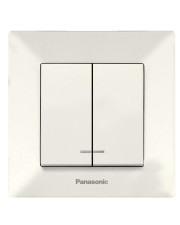 Двухклавишный выключатель Panasonic Arkedia Slim (0010-2BG) с подсветкой (кремовый)