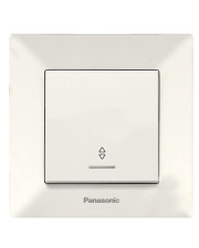 Одноклавишный проходной выключатель Panasonic Arkedia Slim (0004-2BG) с подсветкой (кремовый)
