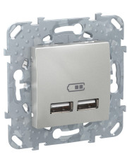 Механизм USB розетки Schneider Electric MGU5.418.30ZD 2.1A (алюминий)