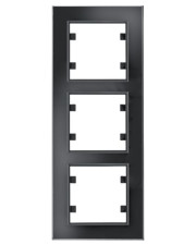 Вертикальная трехместная рамка Hager WL9131 Lumina-Passion 3Х (черное стекло)
