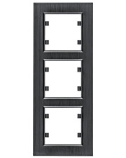 Вертикальная трехместная рамка Hager WL9133 Lumina-Passion 3Х (черный алюминий)