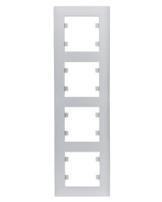 Вертикальна чотиримісна рамка Hager WL5642 Lumina-Intens 4X (срібляста)