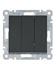 Трехклавишный выключатель Hager WL0073 Lumina 10АХ/230В (черный)