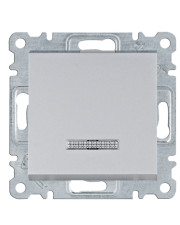 Універсальний вимикач Hager WL0222 Lumina 10АХ/230В з підсвічуванням (сріблястий)