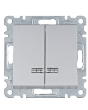 Двоклавішний вимикач Hager WL0242 Lumina 10АХ/230В з підсвічуванням (сріблястий)