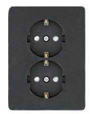 Подвійна розетка Hager WL1263 Lumina 16А/230В із з/к із захистом контактів (чорна)