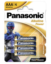 Щелочная AAA батарейка Panasonic LR03REB/4BPRPR Alkaline POWER Power Rangers в блистере (4шт)