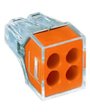 Клемний з'єднувач Wago 773-104 Push Wire® у прозорому корпусі з помаранчевою кришкою