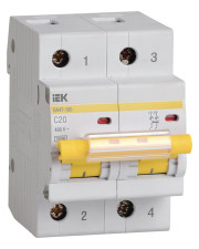 Автоматический выключатель IEK MVA40-2-020-C ВА47-100 2Р 20А 10кА х-ка C