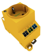 Розетка на DIN-рейку Wago 709-582 тип F CEE 7/4 (Schuko) з індикатором та Push-in Cage Clamp зажимом (жовта)