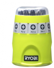 Набор бит Ryobi RAK10SD PH1/2/3/PZ1/2/3/SL4.5/5.5/6.5 (5132002549) 9х25мм c держателем 60мм (10единиц)
