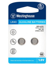 Щелочная батарейка Westinghouse LR43-BP2(AG12-BP2) Alkaline таблетка LR43 2шт в блистере