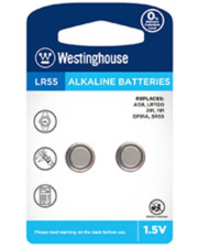 Щелочная батарейка Westinghouse LR55-BP2(AG8-BP2) Alkaline таблетка LR55 2шт в блистере