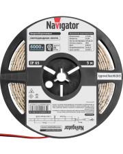 Влагозащищенная cамоклеющаяся LED лента Navigator NLS-3528СW120-9.6-IP65-12V R5 12В IP65 6000К (холодный белый свет) 5м
