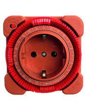 Электромеханический розеточный таймер Theben Timer 26 230В 16А с шагом 15 мин IP20 (лососево-красный)