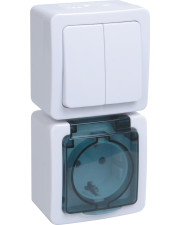 Вертикальний блок вимикач із розеткою IEK БВб-22-32-ГПБд «Гермес Plus» EBVMP20-K03-32-54-EC із з/к IP54