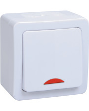 Одноклавішний вимикач IEK ВС20-1-1-ГПБ «Гермес Plus» EVMP11-K01-10-54-EC IP54 з індикацією (білий)