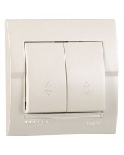 Подвійний прохідний вимикач Lezard "Deriy" 702-3030-106 (перлово-білий металік)