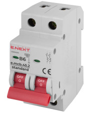 Модульный автоматический выключатель E.Next e.mcb.stand.45.2.B6 2р 6А В (s001015)