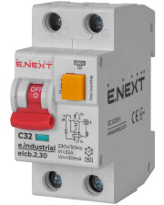 Выключатель дифференциального тока E.Next e.industrial.elcb.2.C32.30 1Р+N 32А С 30мА (i0230006)