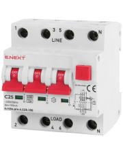 Выключатель дифференциального тока E.Next e.rcbo.pro.4.C25.100 3P+N 25А С тип А 100мА (p0720022)