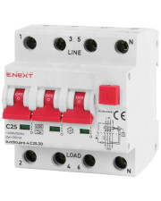 Выключатель дифференциального тока E.Next e.rcbo.pro.4.C25.30 3P+N 25А С тип А 30мА (p0720016)