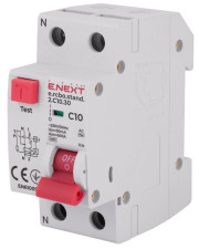 Выключатель дифференциального тока E.Next e.rcbo.stand.2.C10.30 1P+N 10А С 30мА (s034102)
