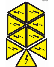 Знак "Опасность поражения электрическим током" Аско-Укрем 130мм (SES01008) на листе 9 шт