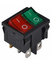 Переключатель Аско-Укрем KCD1-6-2101N GR+R/B (0-I) с подсветкой 2-х клавишный зеленый+красный (A0140040085)
