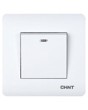Прохідний вимикач 1-клавішний Chint NEW3 з LED-підсвіткою білий (715384)