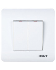Прохідний вимикач 2-клавішний Chint NEW3 білий (715382)