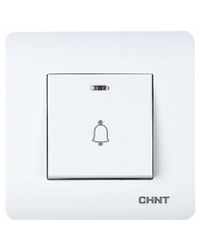 Выключатель дверного звонка Chint NEW3 с LED-подсветкой белый (715388)