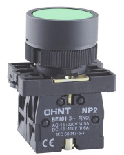 Пластиковая кнопка Chint NP2-EA31 1NO зеленая IP40 (574085)