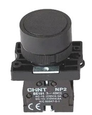 Пластиковая кнопка Chint NP2-EA25 1NO+1NC черная IP40 (574090)