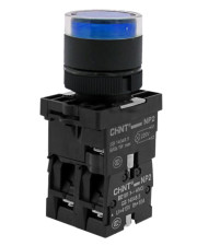 Кнопка пластиковая Chint NP2-EW3665 1NO+1NC AC/DC 230В синяя IP40 (575720)
