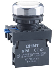 Кнопка Chint NP8-10BN/1 1NO белая IP65 (578646)