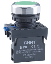 Кнопка Chint NP8-10BN/3 1NO зеленая IP65 (667232)