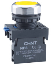 Кнопка Chint NP8-10BN/5 1NO желтая IP65 (667333)