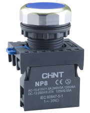 Кнопка Chint NP8-10BN/6 1NO синяя IP65 (578645)