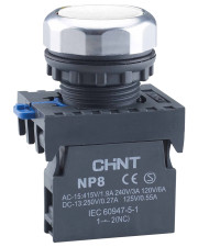 Кнопка Chint NP8-11BND/1 1NO+1NC AC 110В-220В белая IP65 (667127)