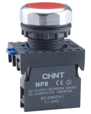 Кнопка Chint NP8-10BN 1NO красная IP65 (667233)